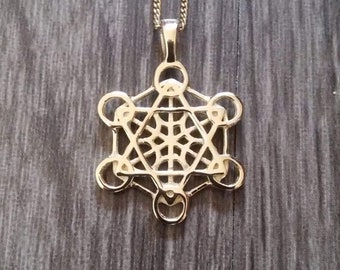 Metatron's cube pendant - metatron's necklace - sacred geometry - gold metatron - solid gold metatron's cube pendant