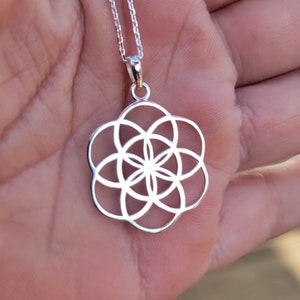 seed of life pendant in silver - sacred geometry - solid sterling silver pendant - mother&#39;s day gift