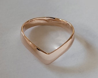 Solid 14k Gold Chevron Ring – Rose or Yellow Gold Stacking Band