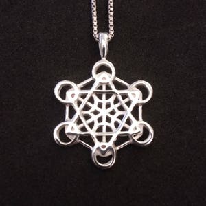 metatron's cube pendant in sterling silver sacred geometry metatron 's cube necklace image 2