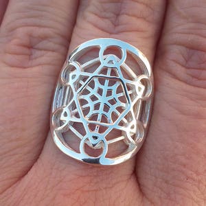 Metatron ring in sterling silver - sacred geometry - metatron&#39;s cube ring