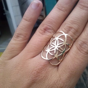 Gold flower of life ring - seed of life ring in gold - solid yellow gold - sacred geometry - 10k gold ring - valentine's day gift