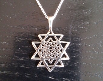 Sri Yantra pendant in sterling silver - sacred geometry
