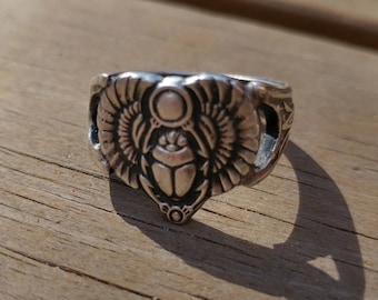 Silver scarab ring sale