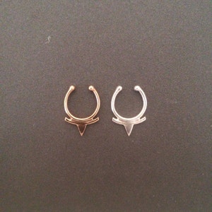 Faux septum rings - nose ring - sterling silver septum - bronze septum - tribal jewelry - pointy septum - septum rings for non pierced nose