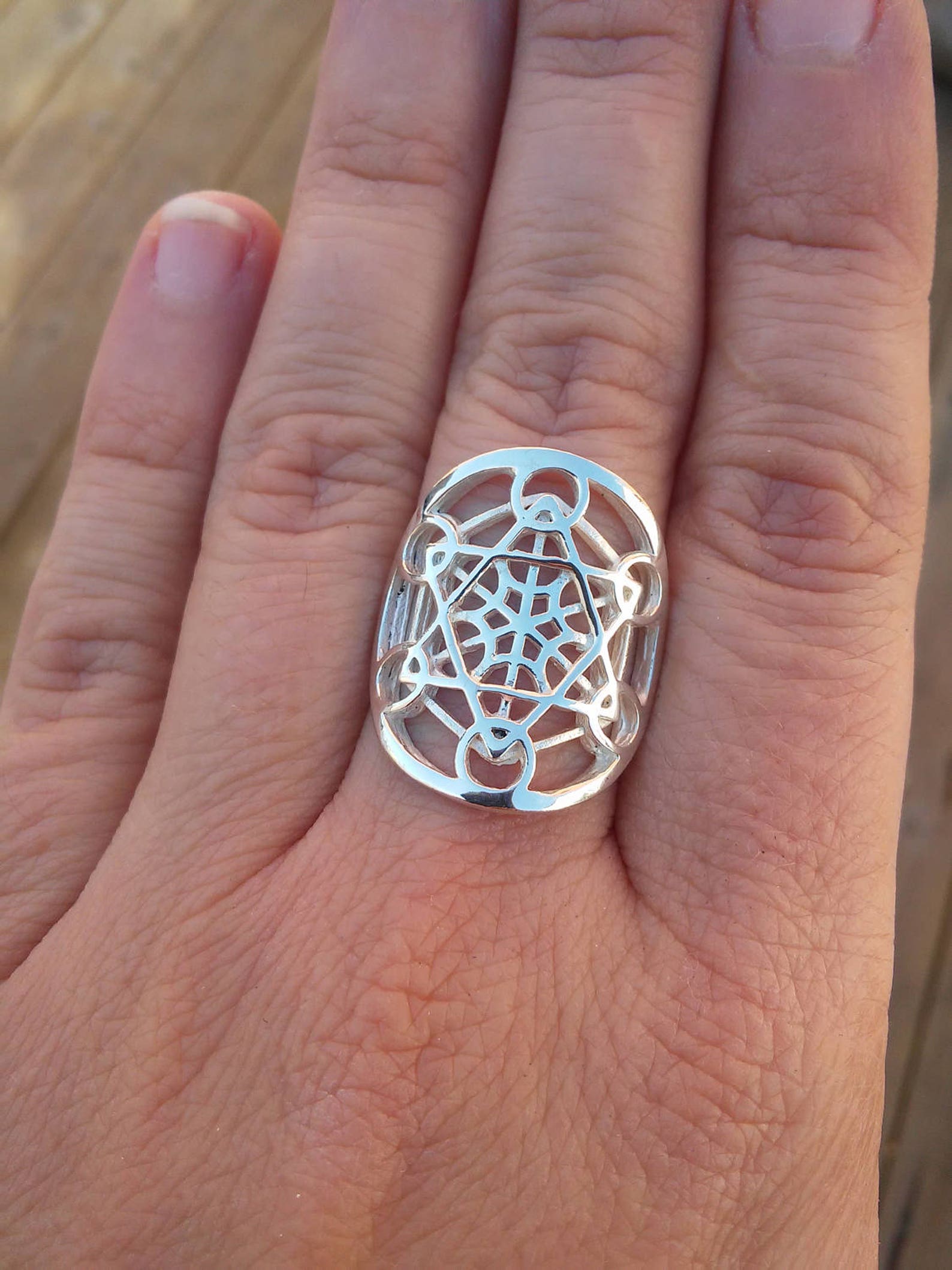 Metatron Ring in Sterling Silver - Sacred Geometry - Metatron's Cube ...