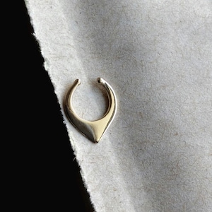 10k Solid Gold Faux Septum Ring - Tribal Style Nose Jewelry