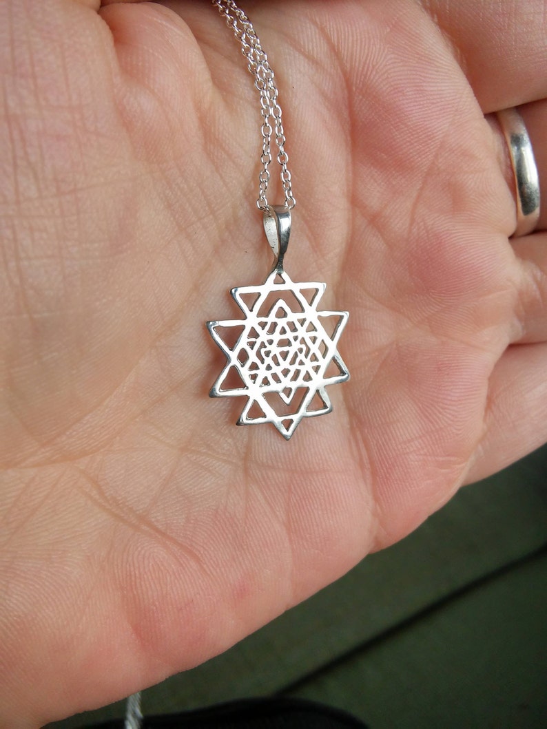 Sri Yantra Pendant in Sterling Silver Sacred Geometry Etsy
