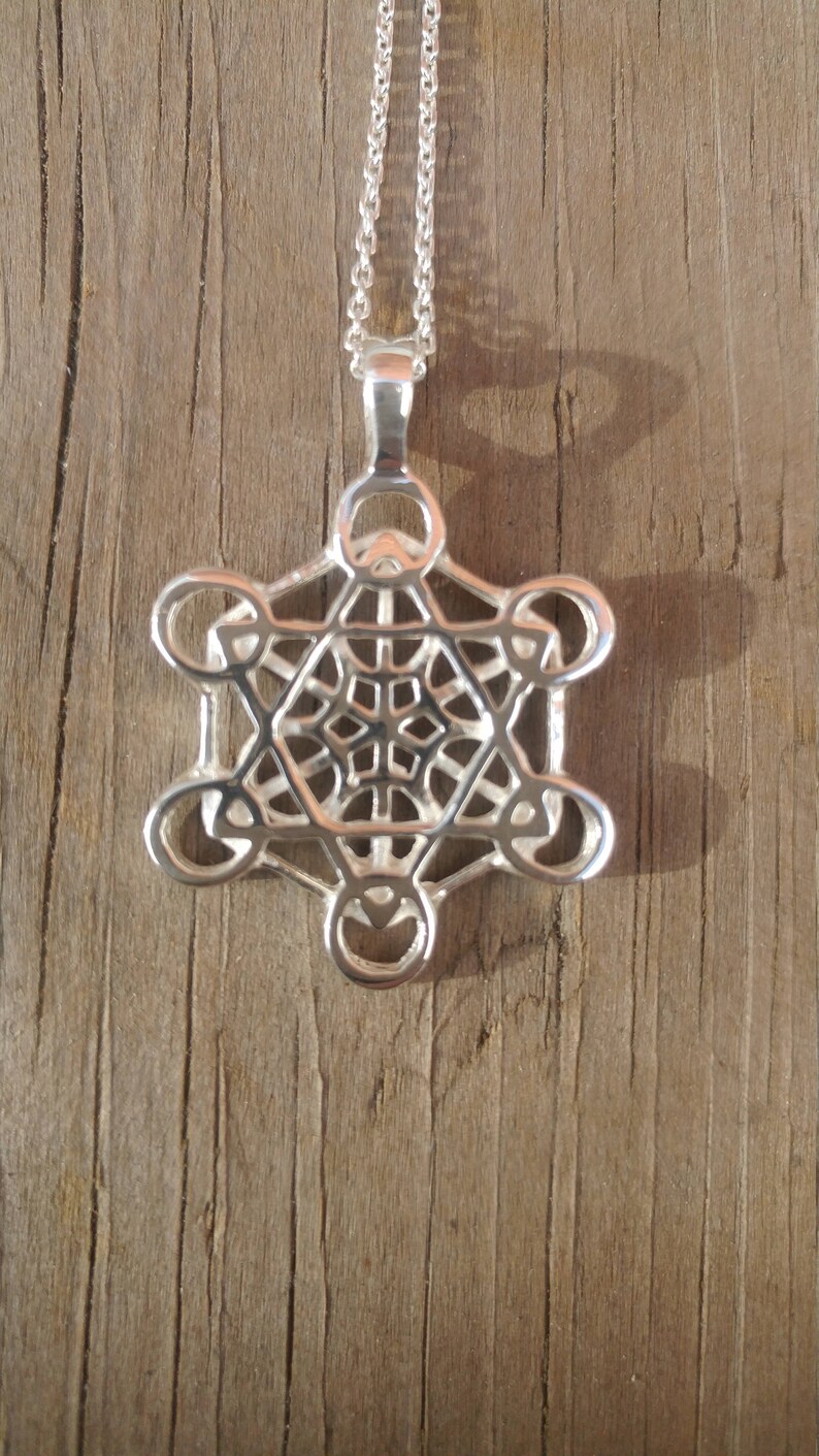 metatron's cube pendant in sterling silver sacred geometry metatron 's cube necklace image 3