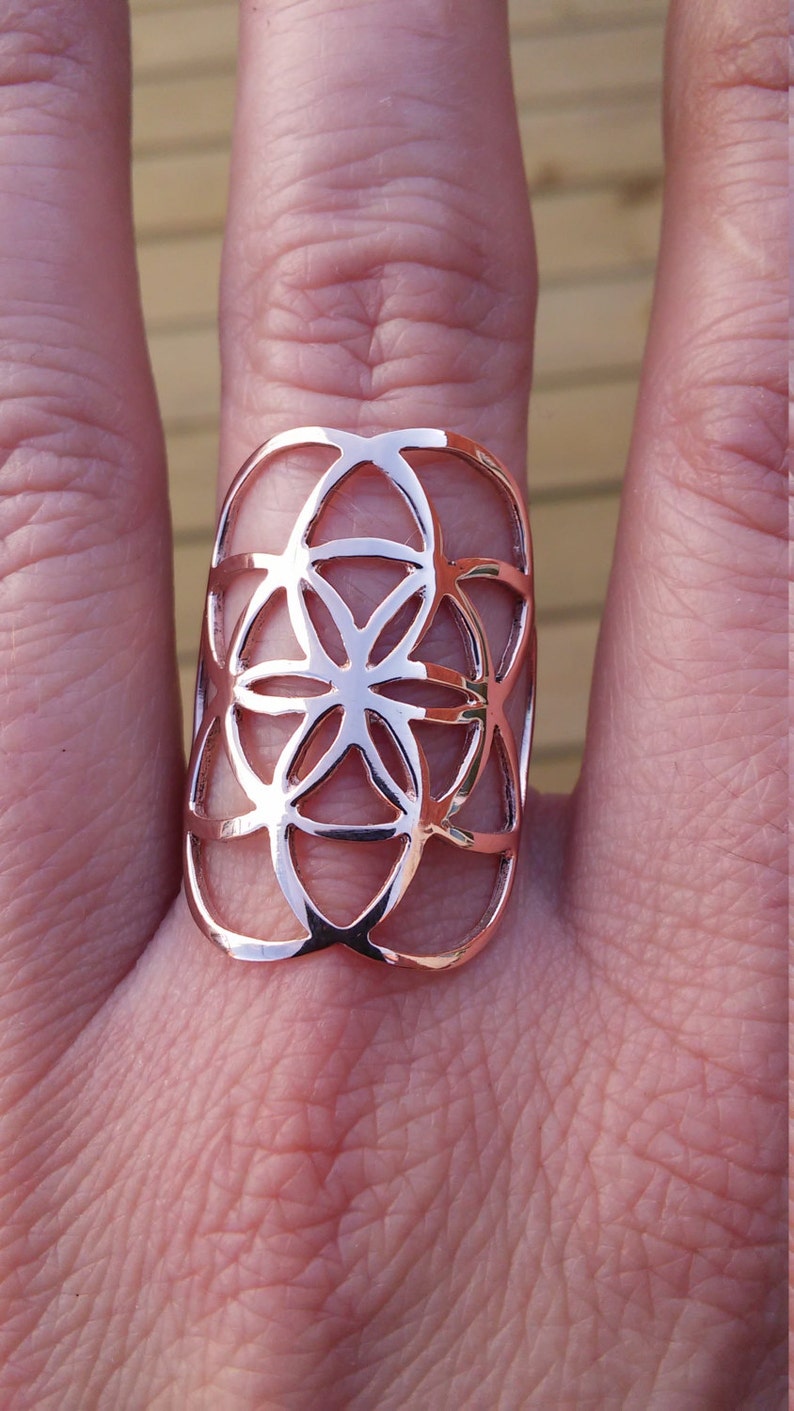 rose gold ring sacred geometry 10k seed of life ring in rose gold
