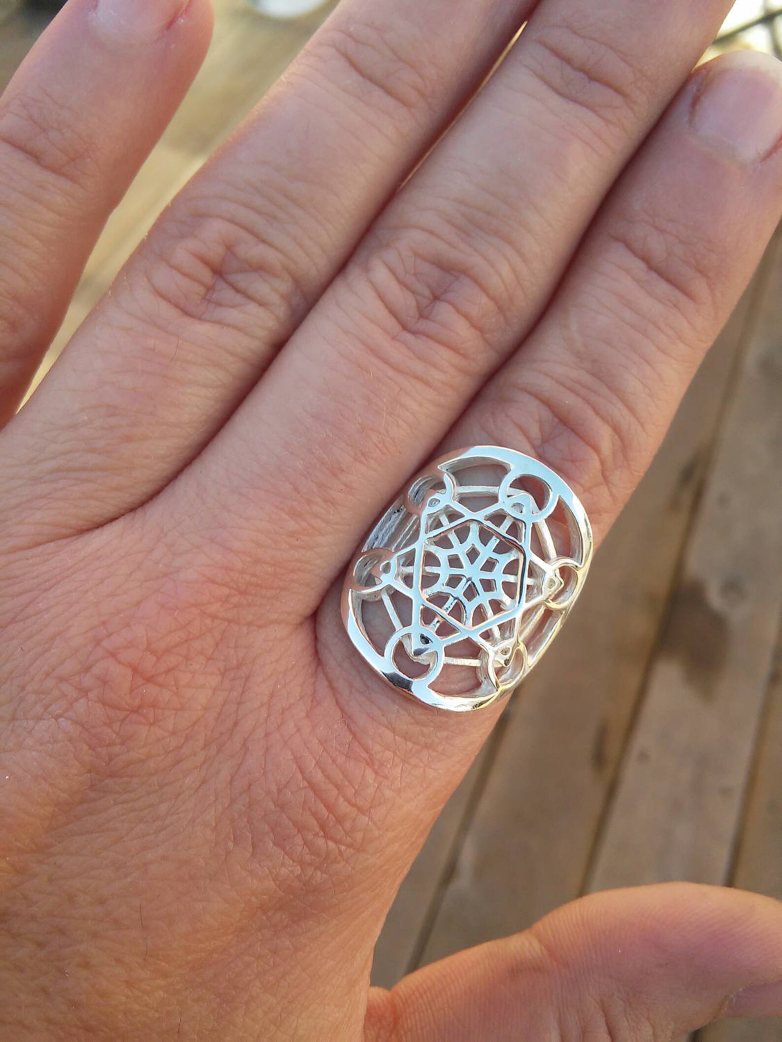Metatron Ring in Sterling Silver - Sacred Geometry - Metatron's Cube ...