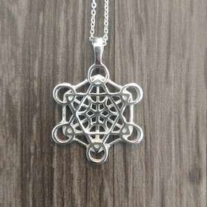 metatron&#39;s cube pendant in sterling silver - sacred geometry - metatron &#39;s cube necklace