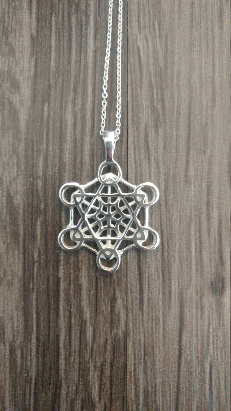 metatron's cube pendant in sterling silver sacred geometry metatron 's cube necklace image 1