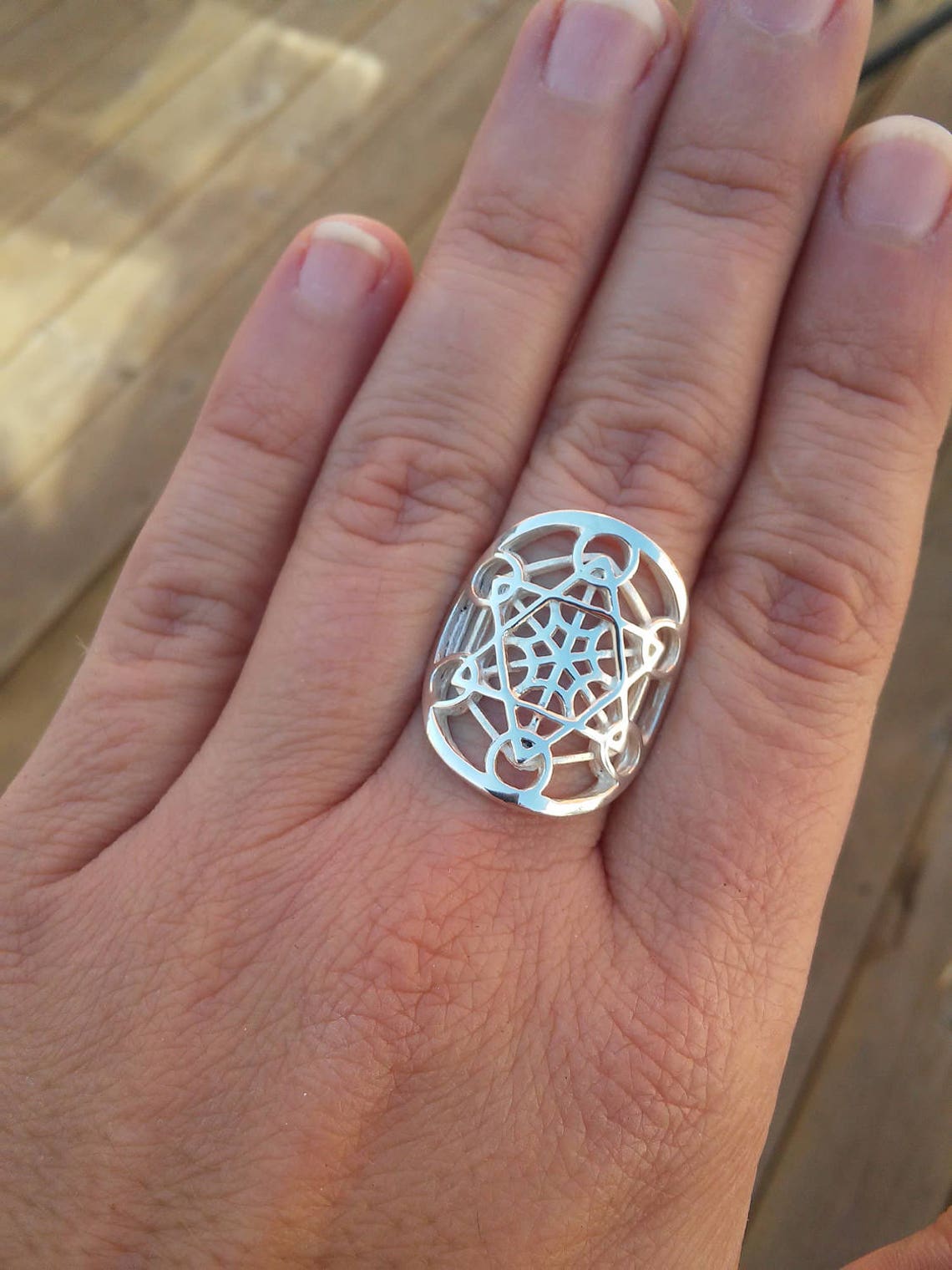 Metatron Ring in Sterling Silver - Sacred Geometry - Metatron's Cube ...