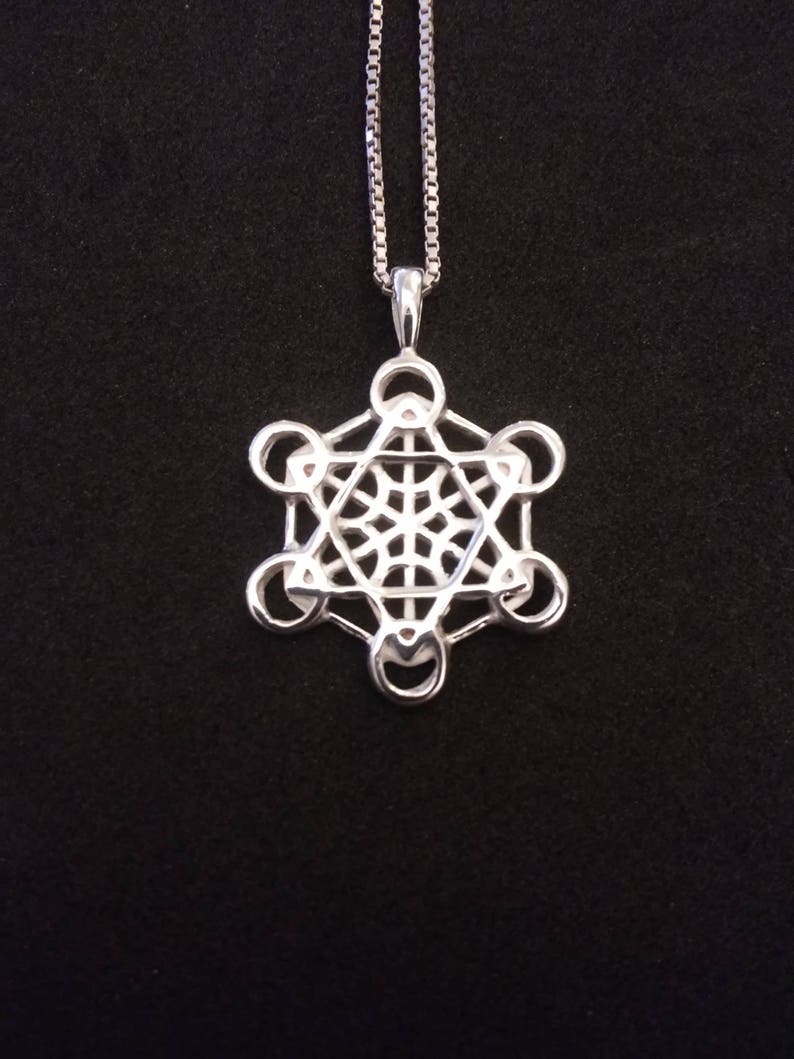 metatron's cube pendant in sterling silver sacred geometry metatron 's cube necklace image 2