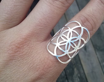 Seed of life ring in sterling silver - sacred geometry - flower of life ring - silver ring - high quality - Mother&#39;s Day gift