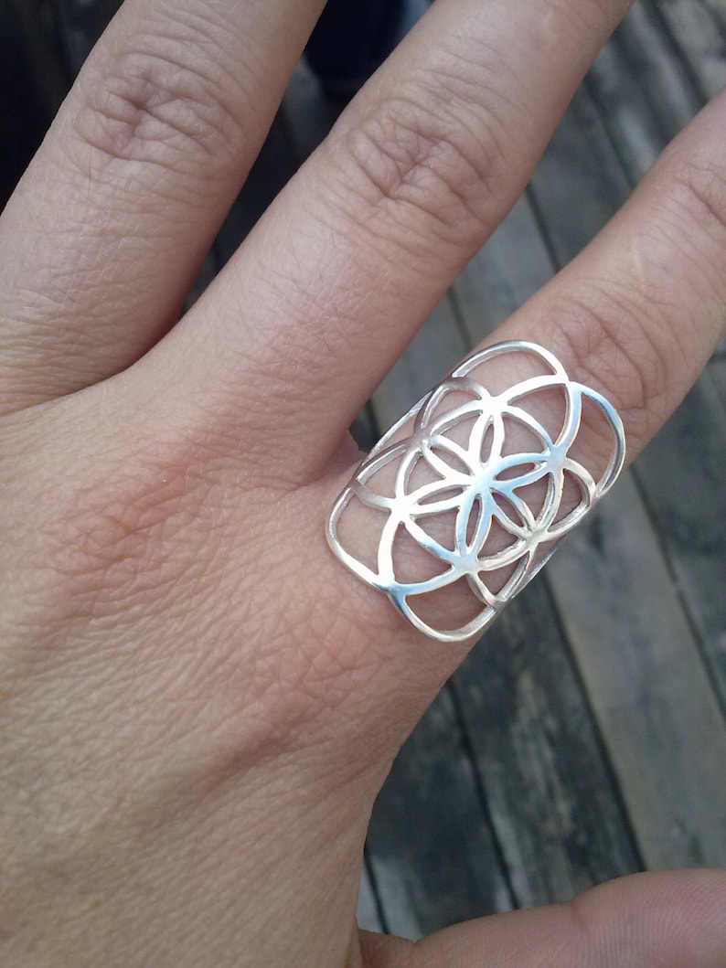 Seed of life ring in sterling silver sacred geometry flower of life ring silver ring high quality Mother's Day gift image 1