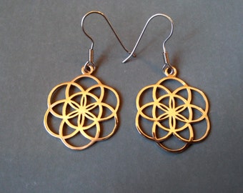 seed of life earrings - bronze - sacred geometry - flower of life earrings