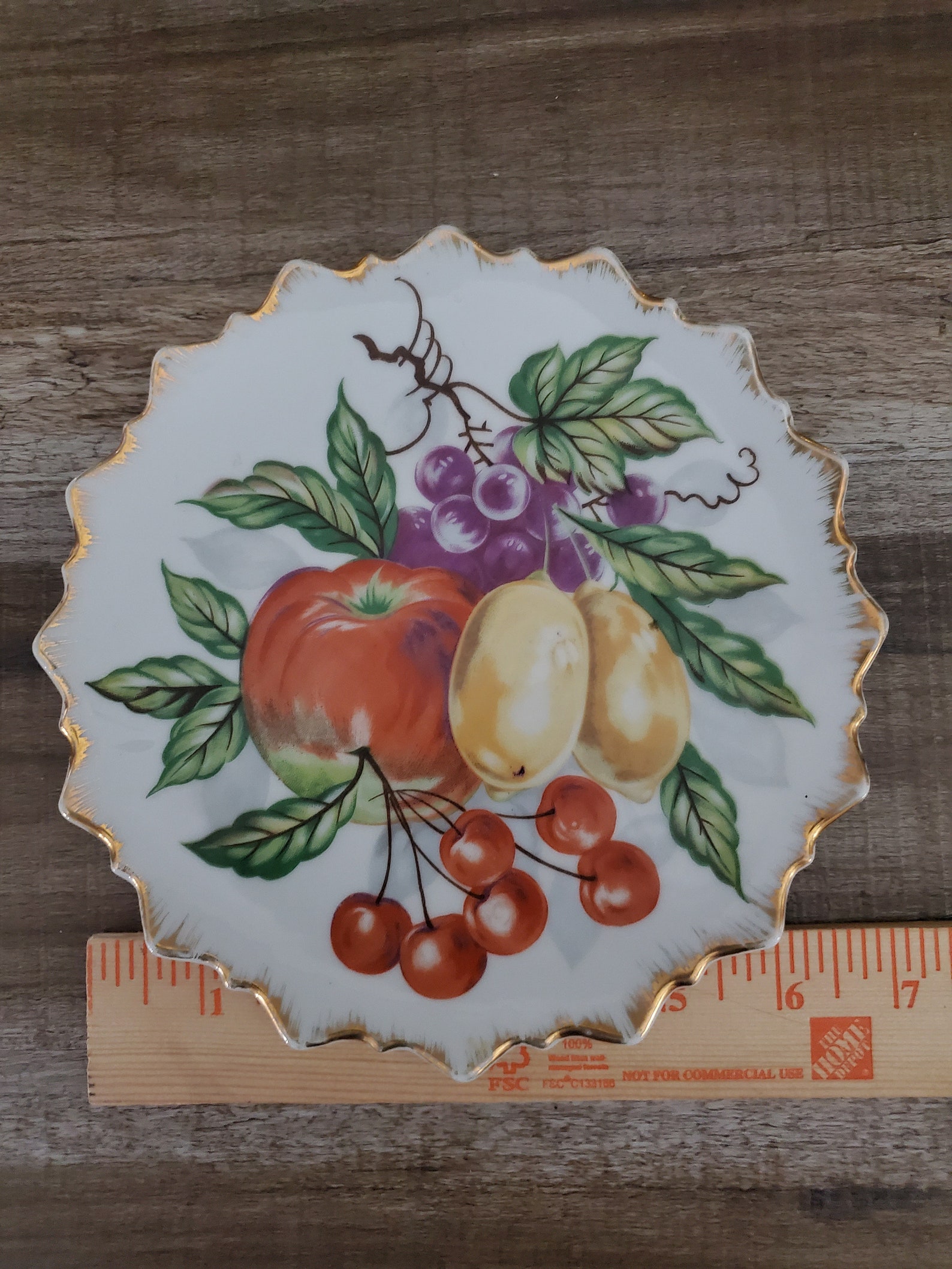 Decorative Fruit Plate Orchard Plate 22K Gold Grape Leaves Etsy