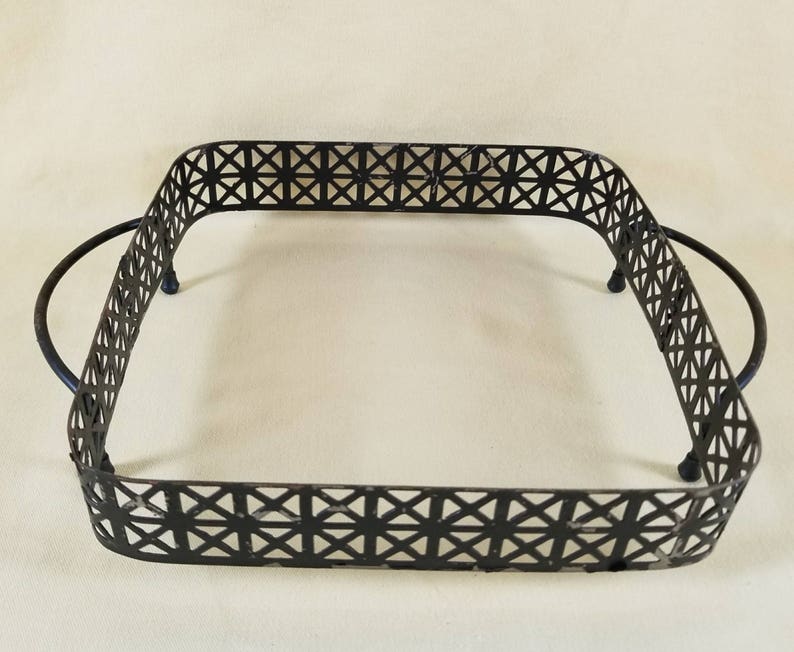 Serving Dish Holder Decorative Black Metal Square Filigree Casserole Frame Weddings Party Supplies Home And Garden Trays Platters