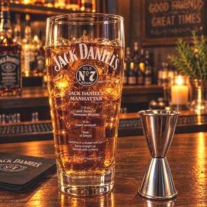 Vintage Jack Daniel's Drink Tumbler w/Double Shot Glass: Manhattan Recipes