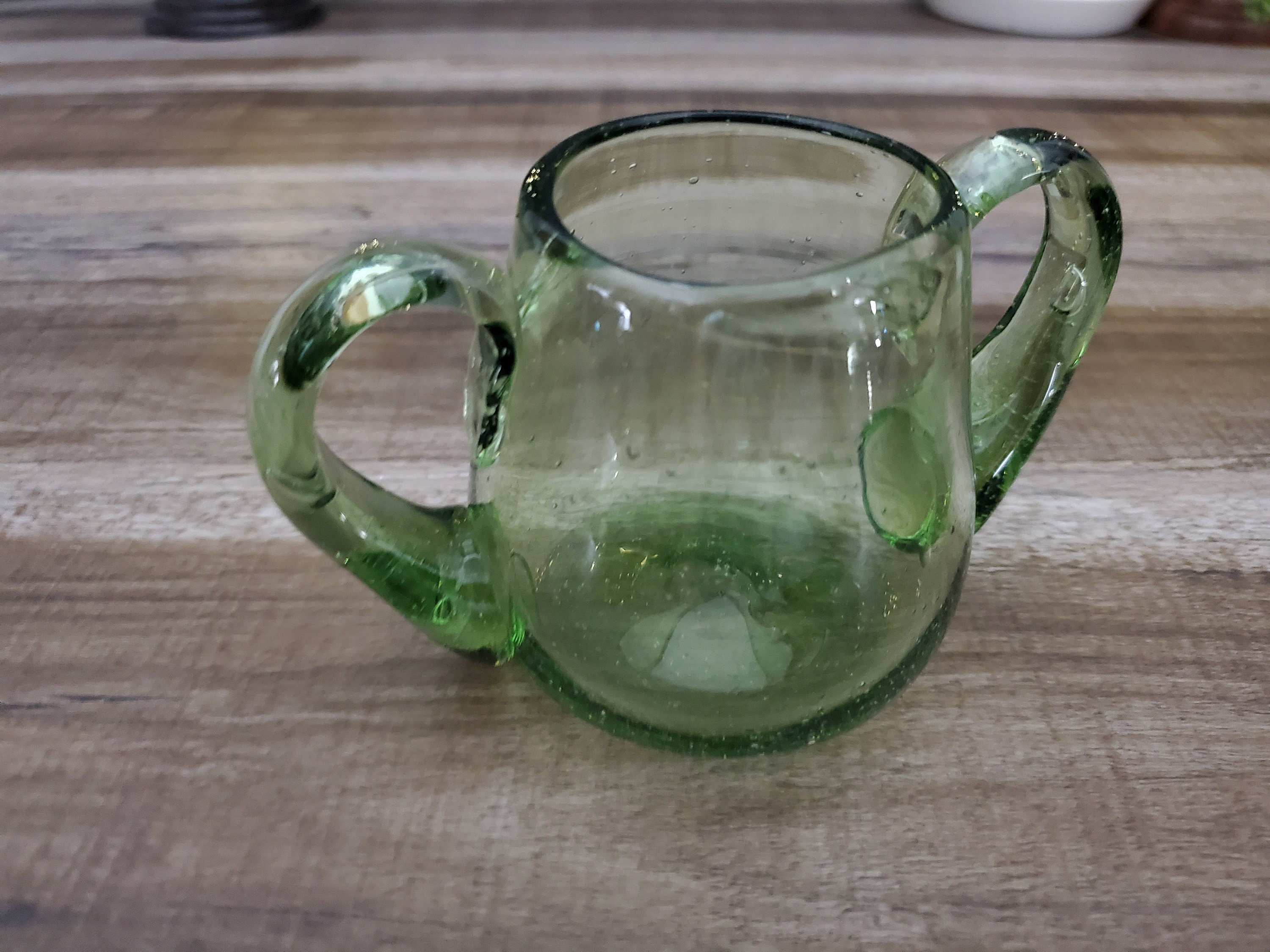 Green Glass Sugar Bowl Hand Blown Glass Sugar Dish Vintage Etsy