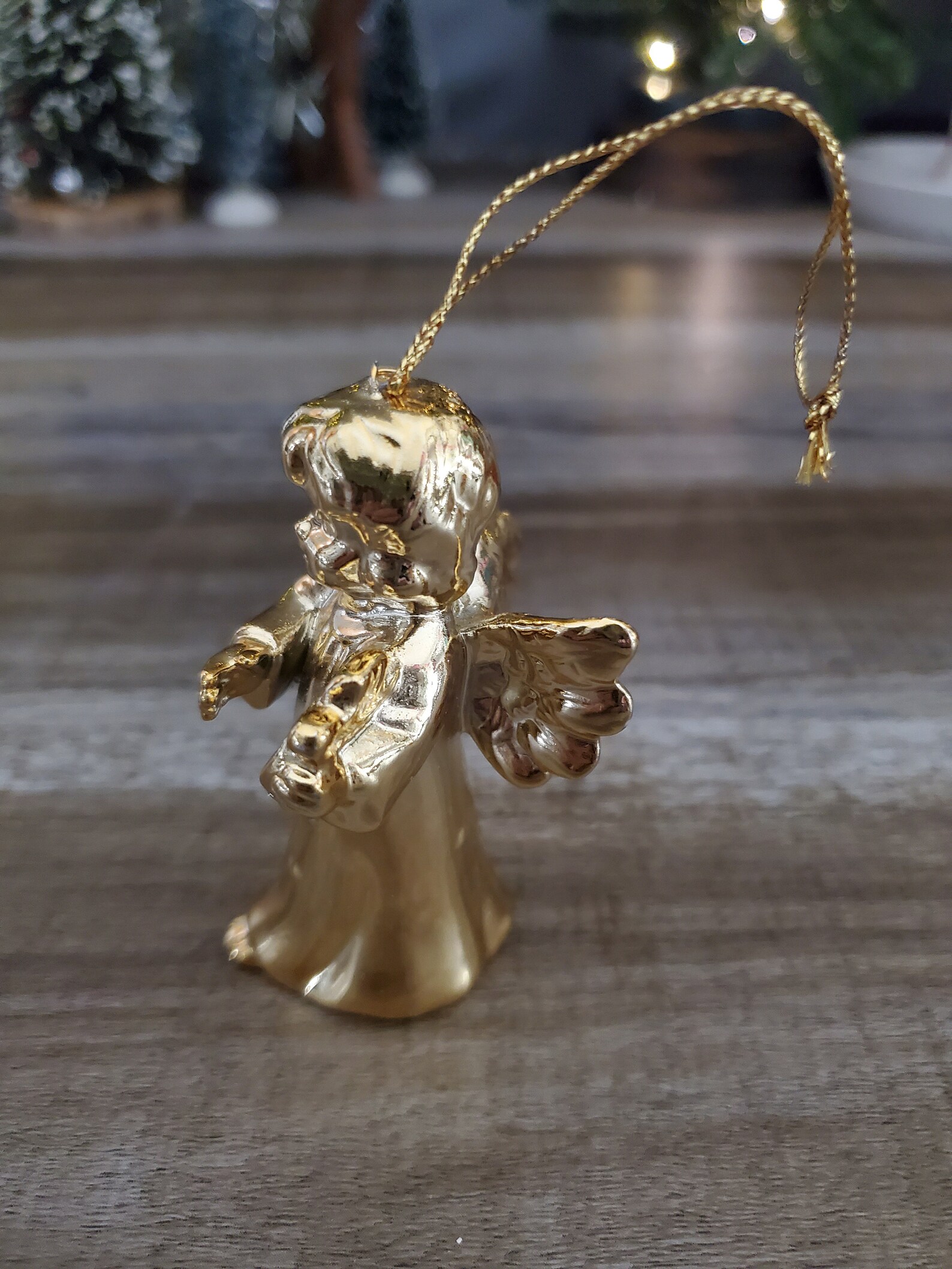 Gold Angel Ornament Solid Glass Festive Holiday Decor Etsy