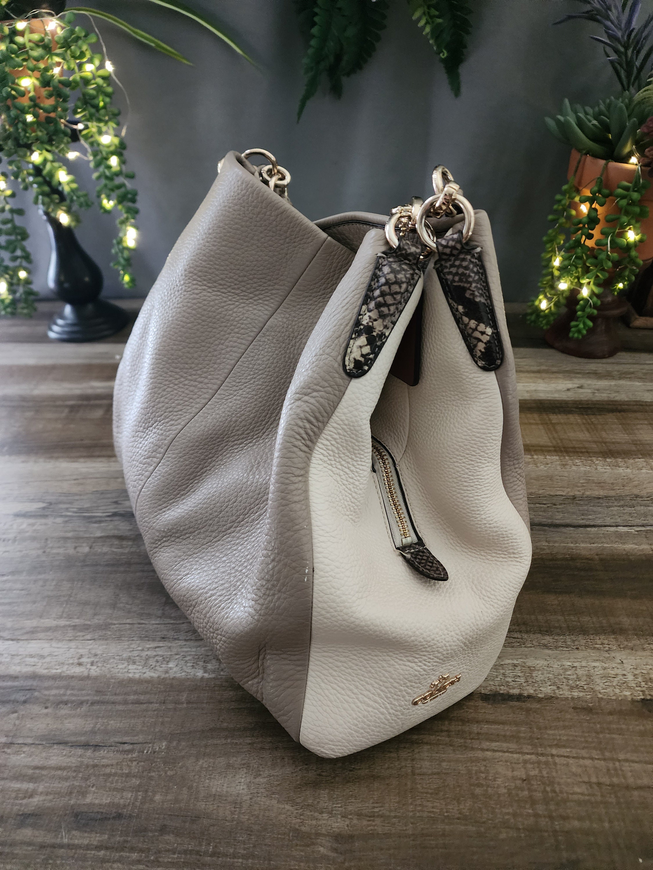 COACH® | Harmony Hobo 33 In Colorblock With Snakeskin Detail