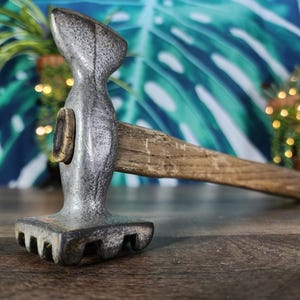 Vintage Cast Iron Meat Tenderizer: Farmhouse Butcher Hammer