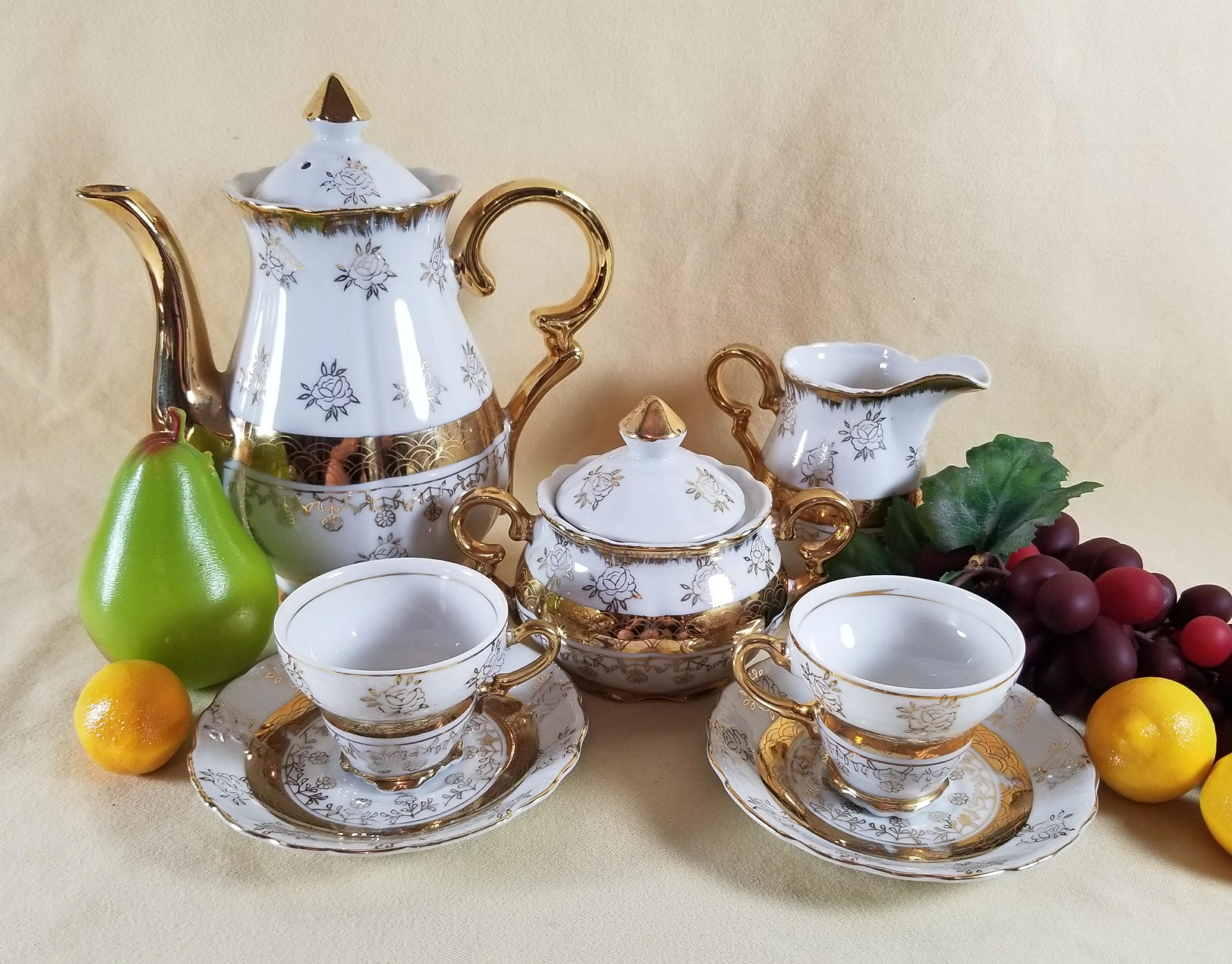 Elegant Tea Set Fine China Unique Demitasse Tea Set Etsy