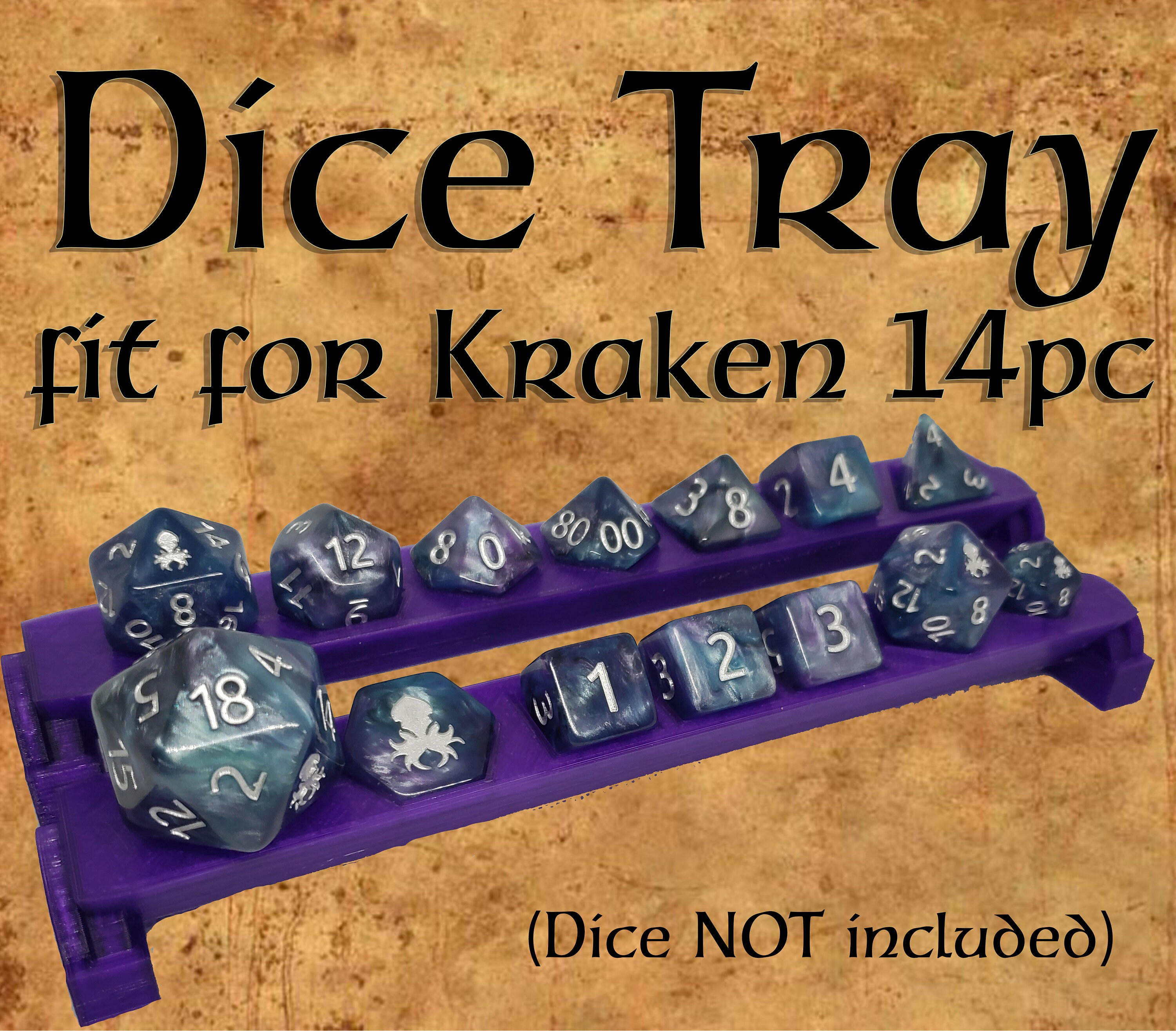 Toys & Games Kraken 14pc Dice Tray Dice holder Polyhedral Kraken