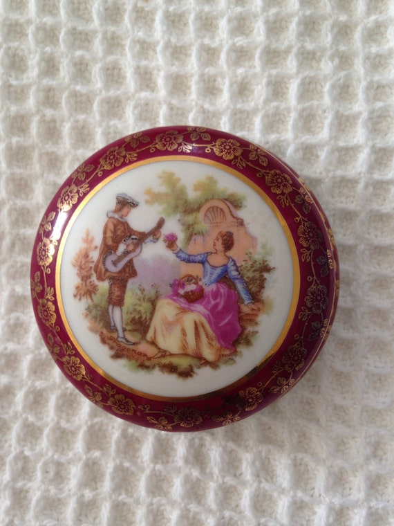 Pink and white Limoges ring box
