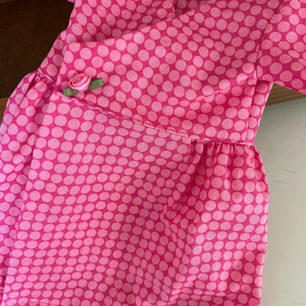 Hot pink polka dot wrap dress for 18 inch dolls