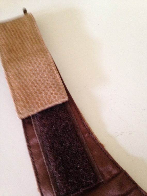 Vintage Wide Brown Reptile Design Contour Belt w/ Wooden Accents & Shell Inlays FOSSIL Reptile Embossed Brown Leather Belt, Vintage, Texture  main image 4