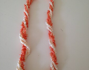 Branch coral and freshwater pearl multi strand necklace