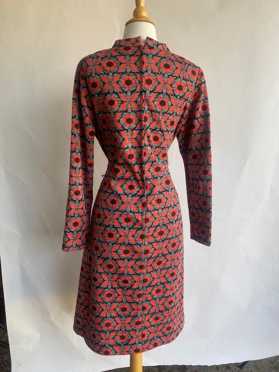 Vintage 1960's Dress, D' Allaird's Gray & Red Flo… - image 6