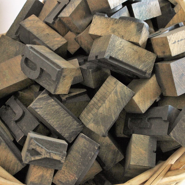 Vintage Letterpress Printing Press Letters, Pick Your Letters, Wood Blocks Alphabet, Numbers, Punctuation Marks