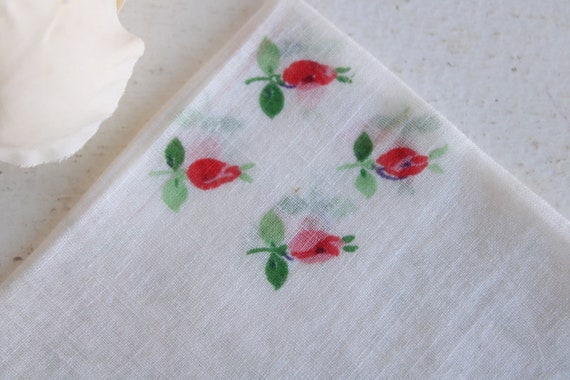 Vintage Handkerchief, Cotton Floral Print, Blue P… - image 4
