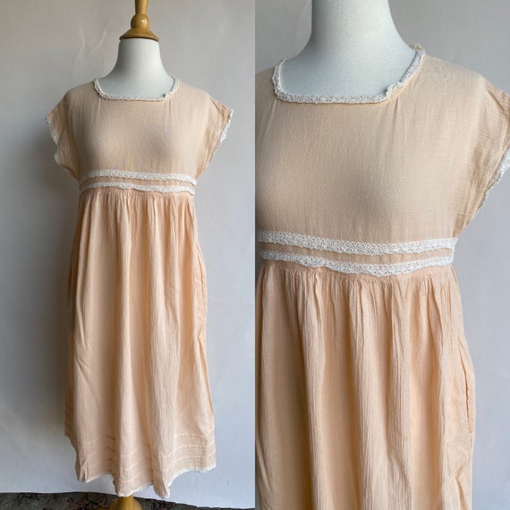 Vintage 1960's Dress, Pale Pink Sleeve Empire Wai… - image 1