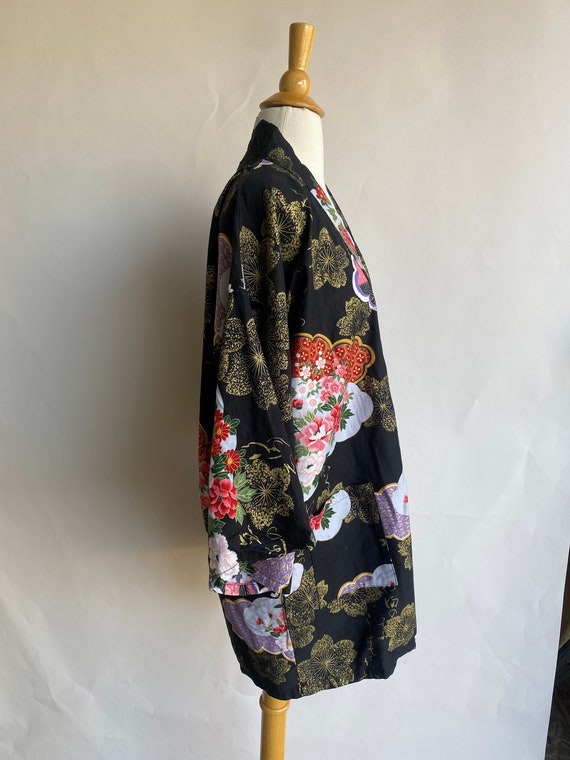 Vintage 1960's Shirt, Floral Long Sleeve Kimono T… - image 8