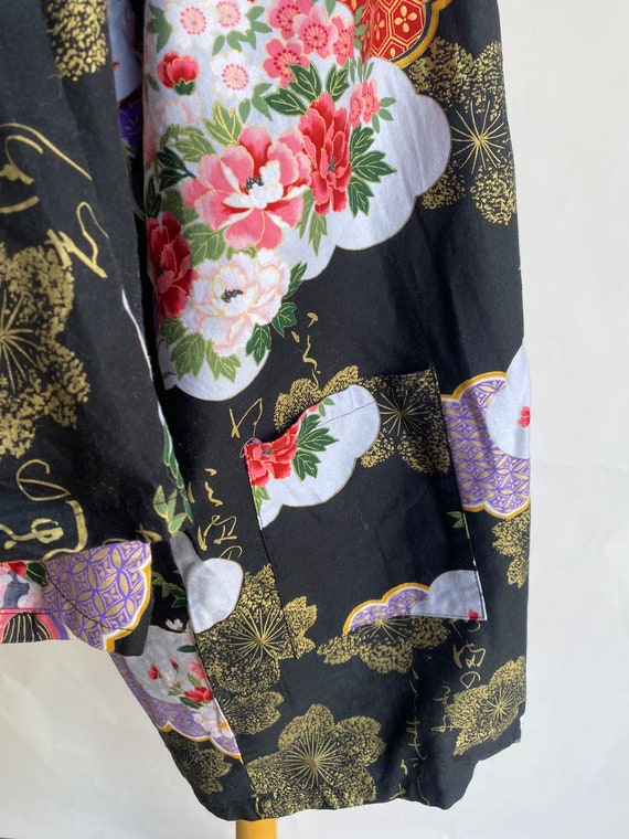 Vintage 1960's Shirt, Floral Long Sleeve Kimono T… - image 9