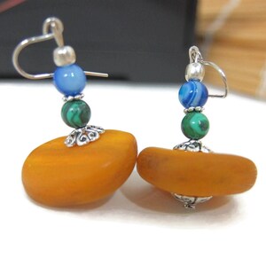 Berber Horn Earrings: Moroccan Agate & Malachite Jewelry