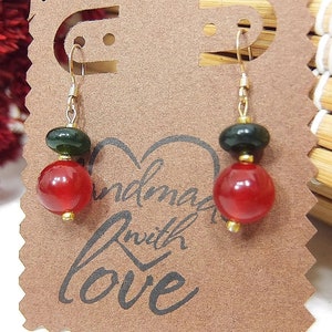 Handmade 14K Gold Filled Earrings: Emerald & Ruby French Hook 04ZL12