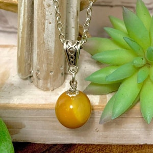 16mm Crystal Orb Necklace, Ball Necklace, Sphere Chrysocolla Agate Necklace, Stainless Steel Chain 03YS0097
