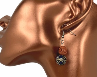Moroccan Earrings, Silver Enamel Earrings, Berber Earrings, French Hook Earrings, 03YS00953