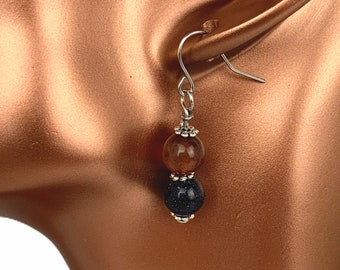 Crystal Blue Earrings, Stone Earrings, Gemstone Earrings, French Hook Earrings 03YS00963