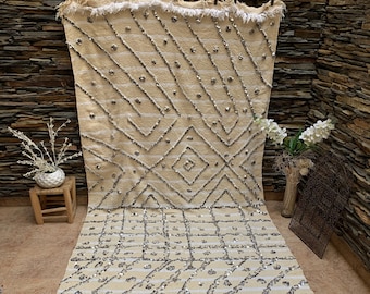 Extra Große Vintage Handira Hochzeit Decke, Marokkanische Handgemachter Luxus Überwurf, Berber Teppich Pailletten 03YS00652