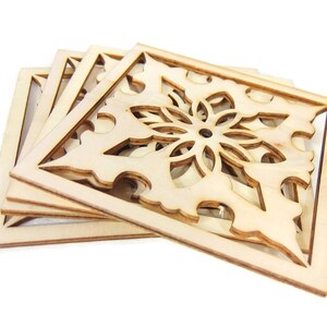 4 Moroccan Tile Design Laser Cut Unfinished Wood Shapes Craft DIY Decorative Coasters 8cm 03YL0208