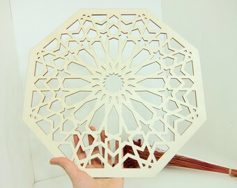1 XXL Moroccan Tile Design Laser Cut Unfinished Wood Shapes Craft DIY Decorative Coaster 03YL0159