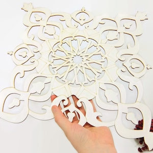 1 XXL Moroccan Tile Design Laser Cut Unfinished Wood Shapes Craft DIY Decorative Coaster 03YL0166